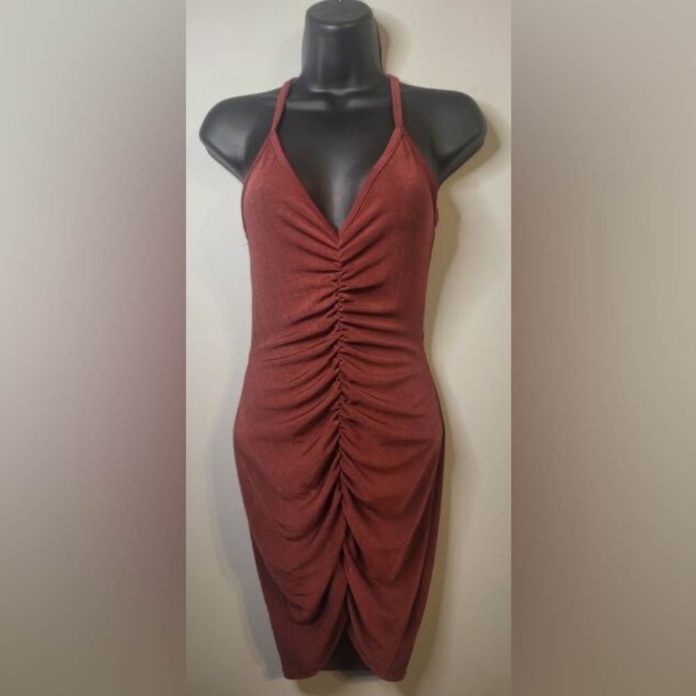 NEW Bozzolo Burgundy Ruched Dress